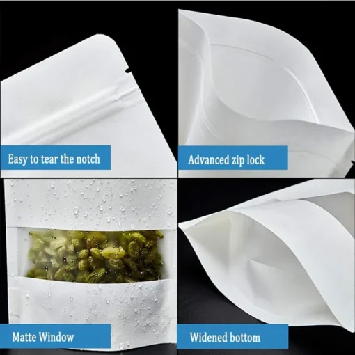 White kraft zipper bag with window